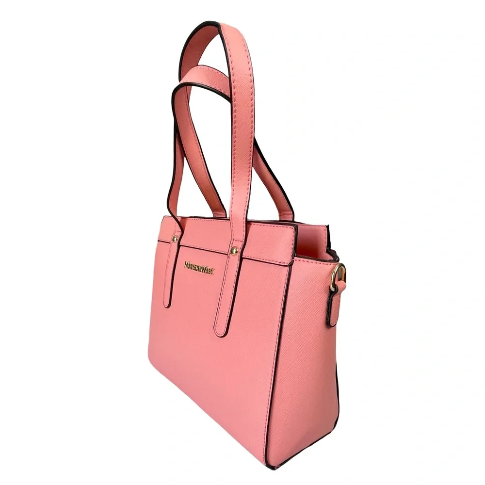 Montana West Pink Faux Leather Handbag Shoulder Satchel - Picture 3 of 10